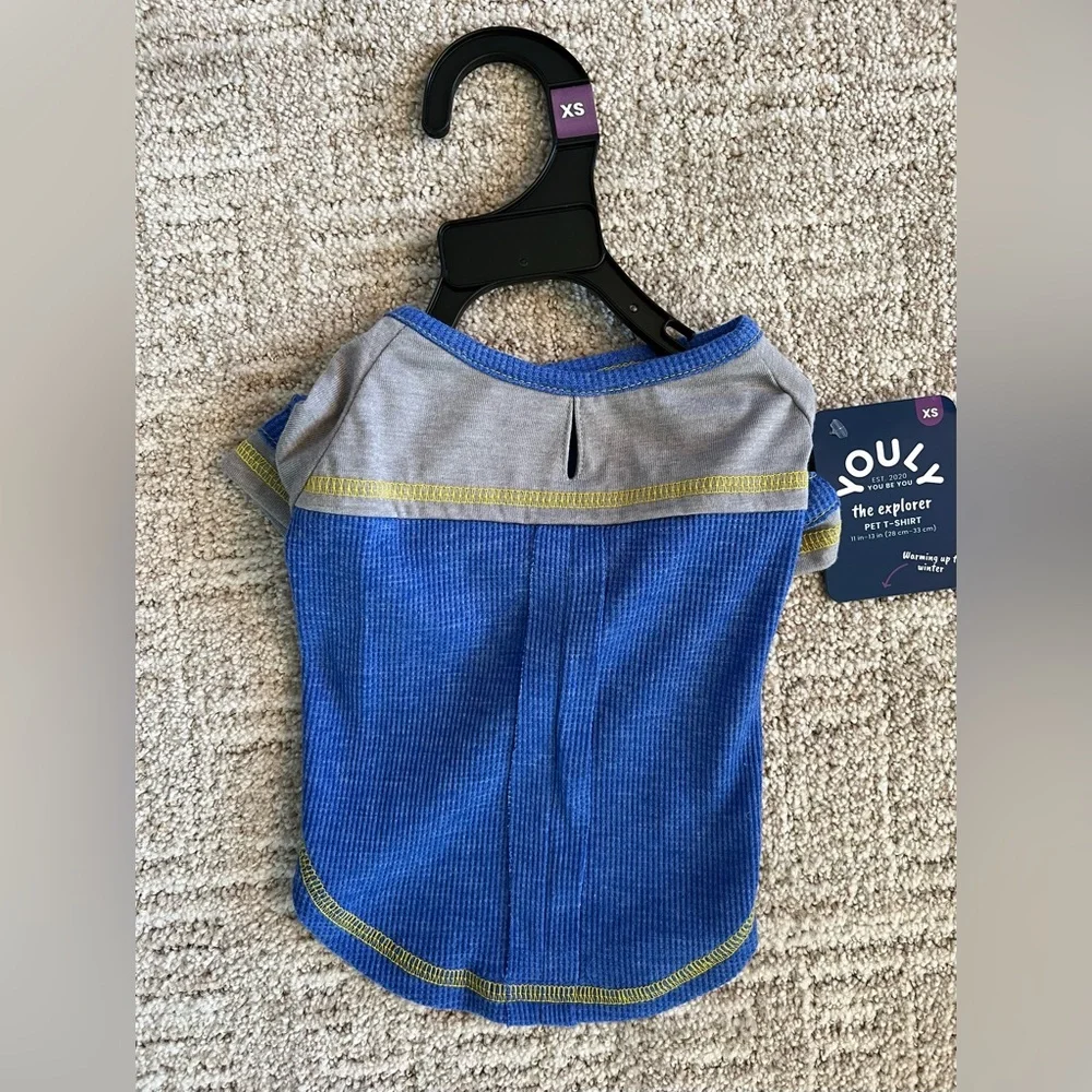 NWT‎ YOULY Waffle-Knit Raglan Explorer TShirt Shirt - Blue / Gray - XS 11”-13”